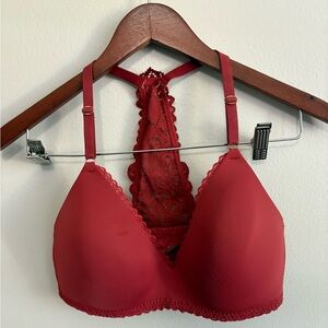 Aerie Red Lace-Back Wireless Bralette